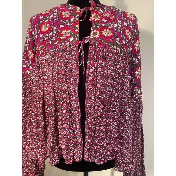 Free People Malia Babydoll Jacket in Berry Combo - Picture 5 of 13